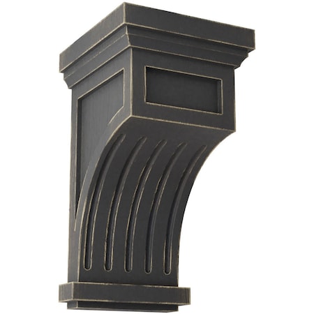 Ekena Millwork 7"W x 7 1/2"D x 13"H Fluted Wood Vintage Decor Corbel, Black CORWD07X07X13FLBL